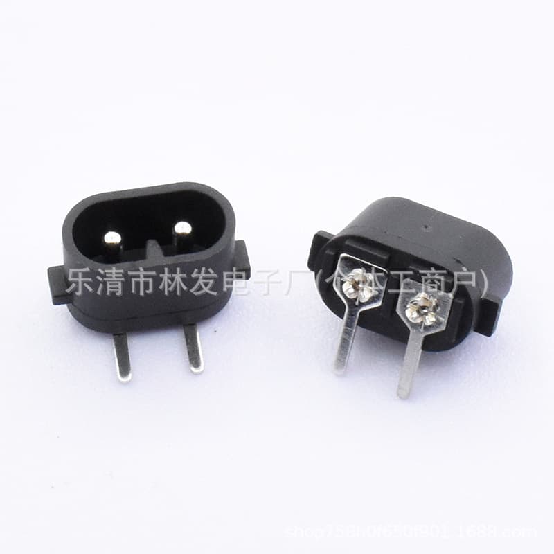 Figure-8 Tail Power Charging Socket DB-8 with Ears, Long Pins, Angled, Card-Type Power Charging Socket