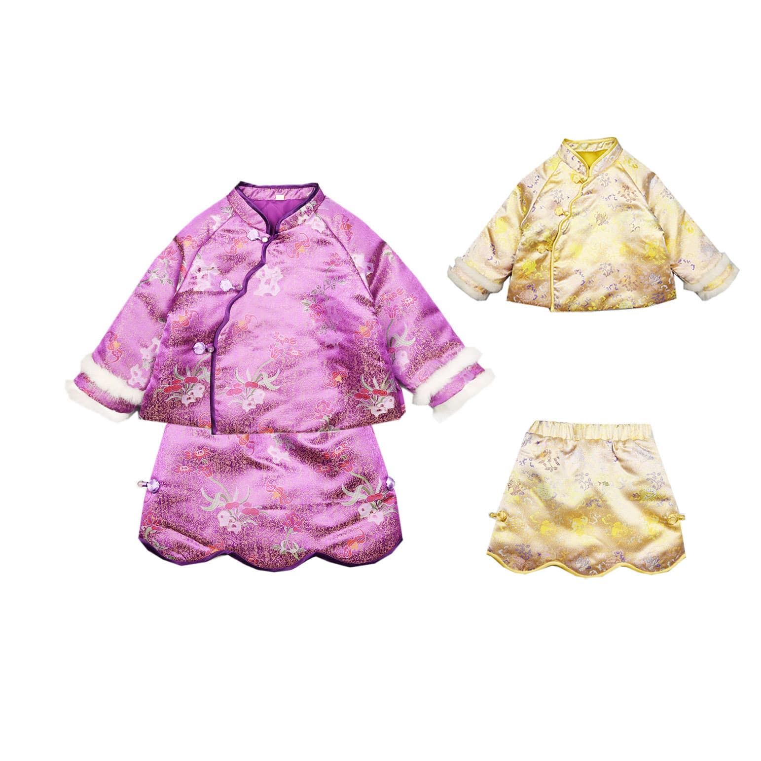 New Children's Hanfu Winter Padded Chinese Performance Tang Suit New Year Baby Costume Set High-End New Year Dress
