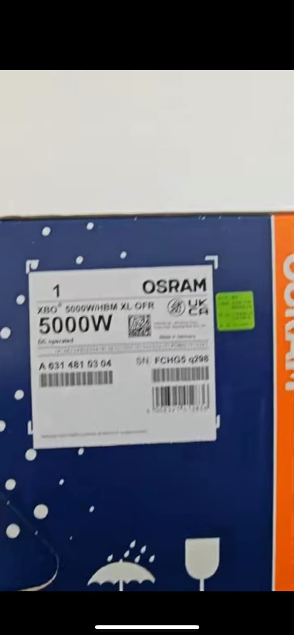 Genuine XBO 5000w/HTP Osram 1000W Xenon Lamp for Film and TV Marine Xenon Lamp Simulating Daylight