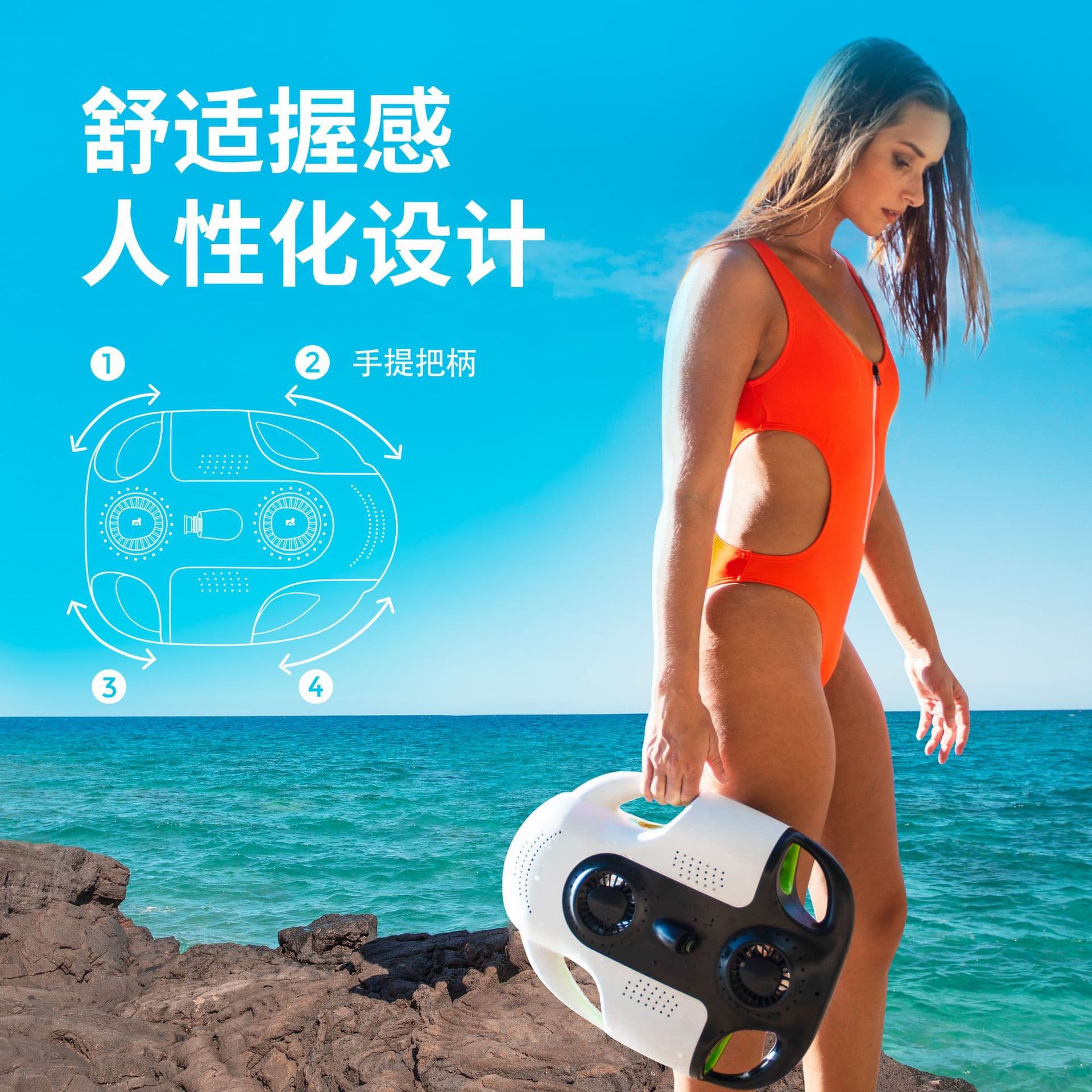 BW Space Pro Yoken Underwater Drone for Live Streaming, 4K HD Shooting, Smart Remote Control Submarine Underwater Photography