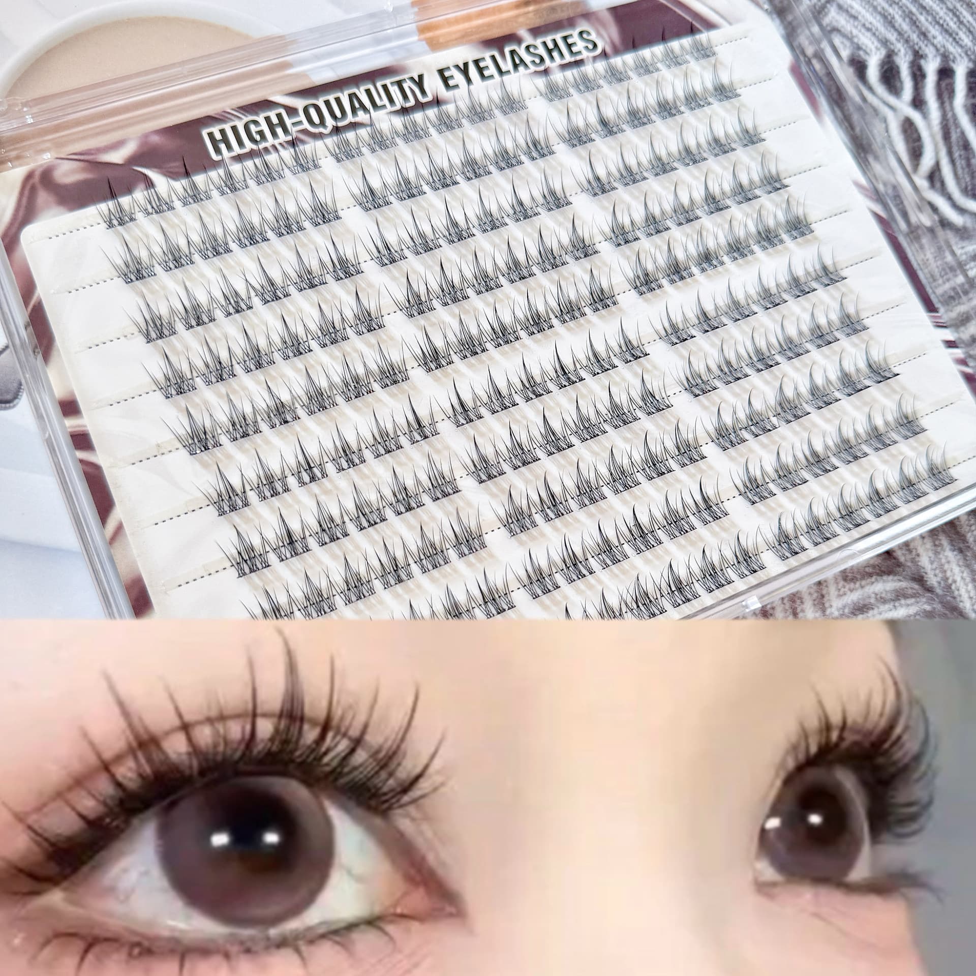 Cross-border false eyelashes foreign trade large capacity fishtail fairy glue-free false eyelashes exquisite and not exaggerated daily DIY hot selling