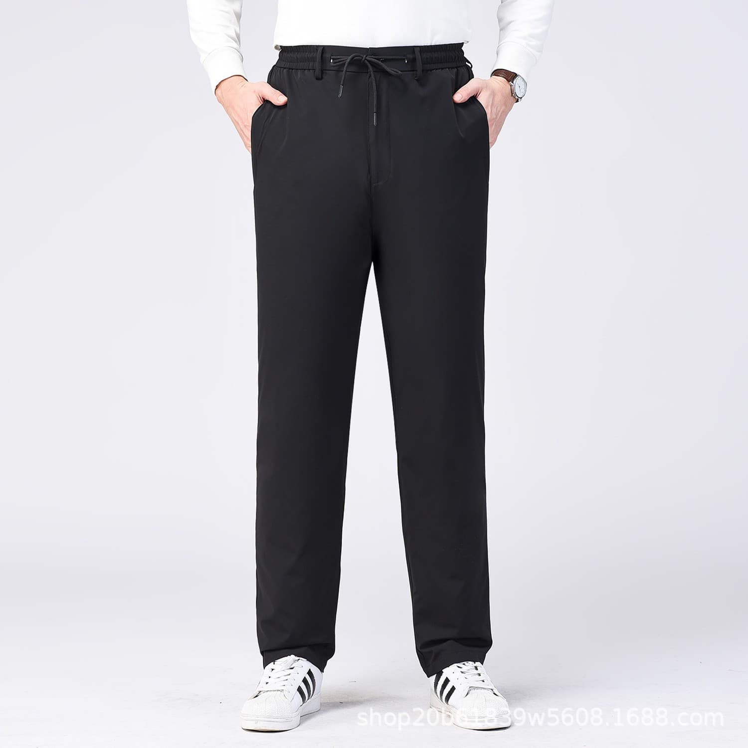02# goose down men's down pants, non-removable high-waist thickened large-size middle-aged and elderly winter cotton pants -40°C warm cold-proof.