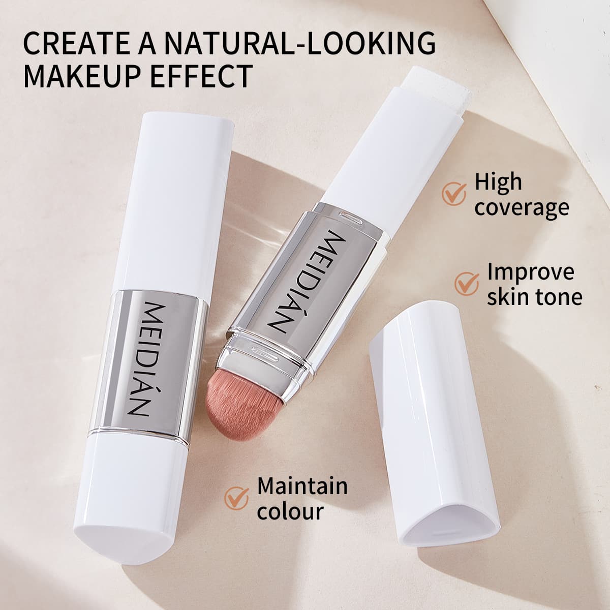 Cross-border Exclusive Meidian Color-Changing Foundation Stick Oil Control Moisturizing Natural Fit Lightweight Breathable Invisible Pores Foreign Trade Wholesale