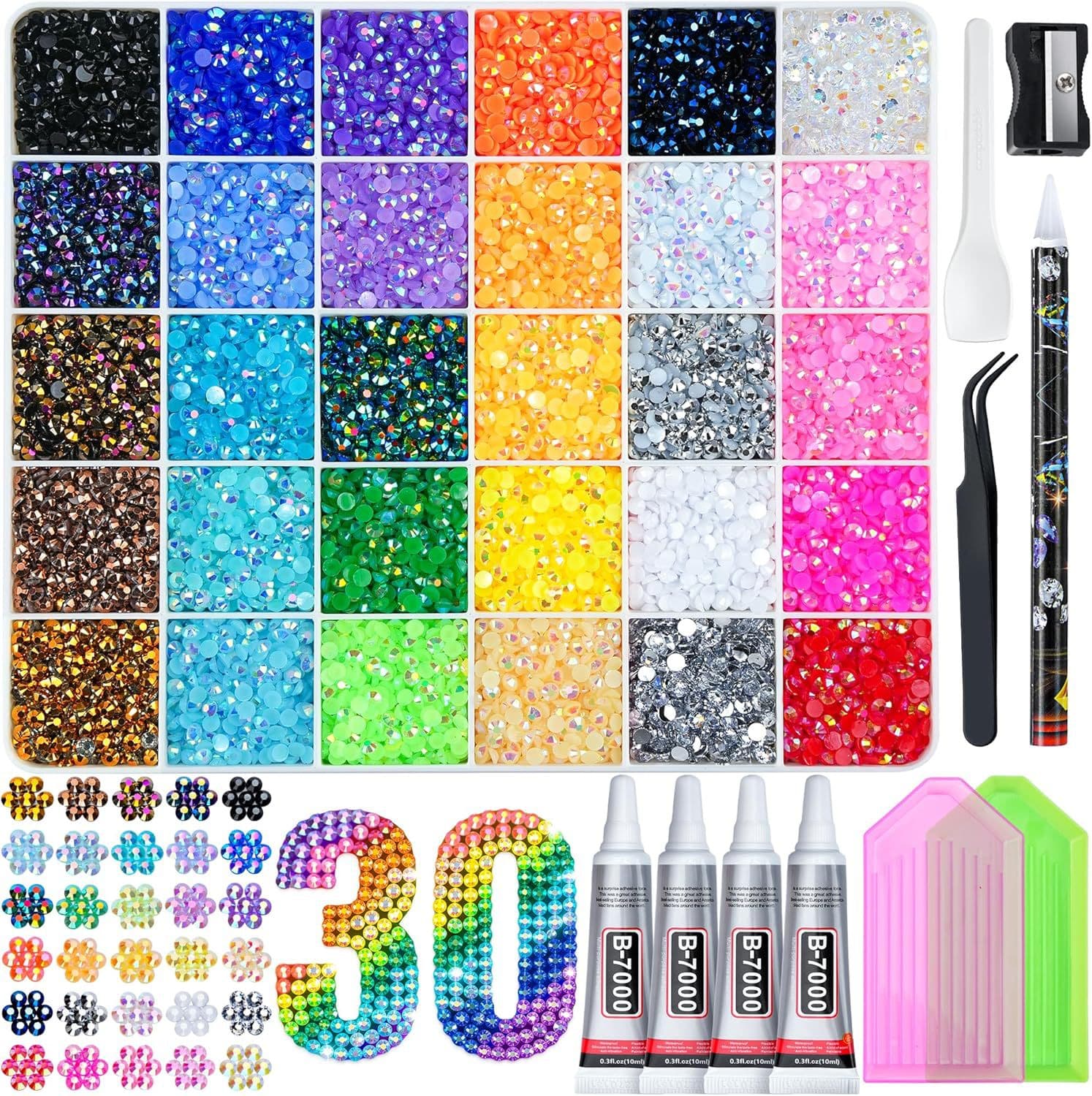 Cross-border Hot Selling 30-Grid 3mm AB Color Resin Flat Bottom Rhinestone Candy Jelly Diamond DIY Nail Art Kit Wholesale