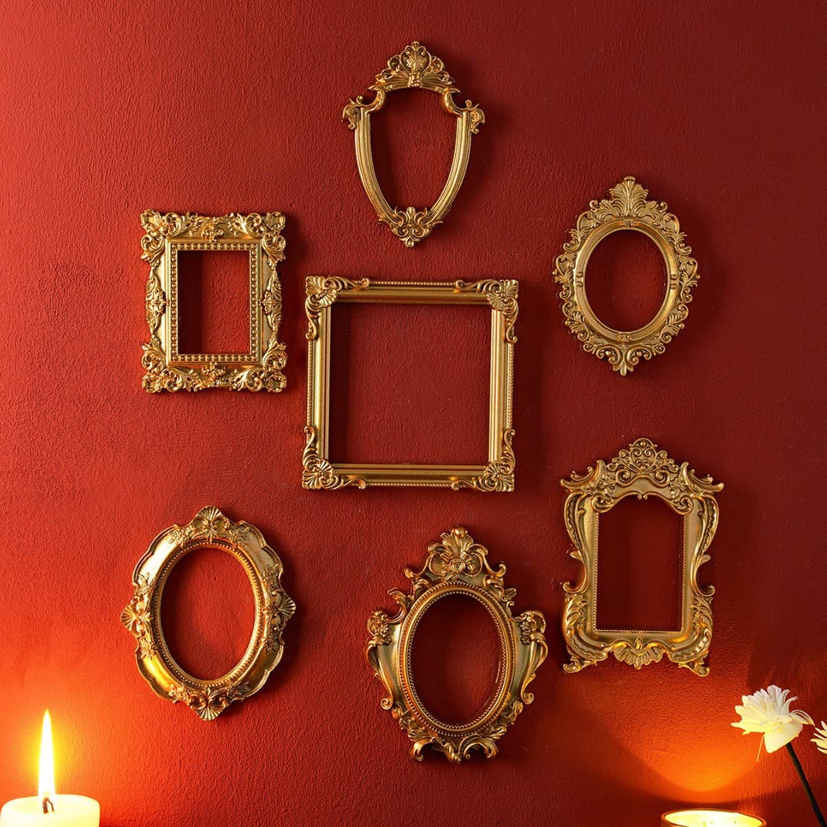 European Vintage Gold Mini Wall Decor DIY Picture Frame (Adhesive Not Included) Vintage Photography Scene Setup
