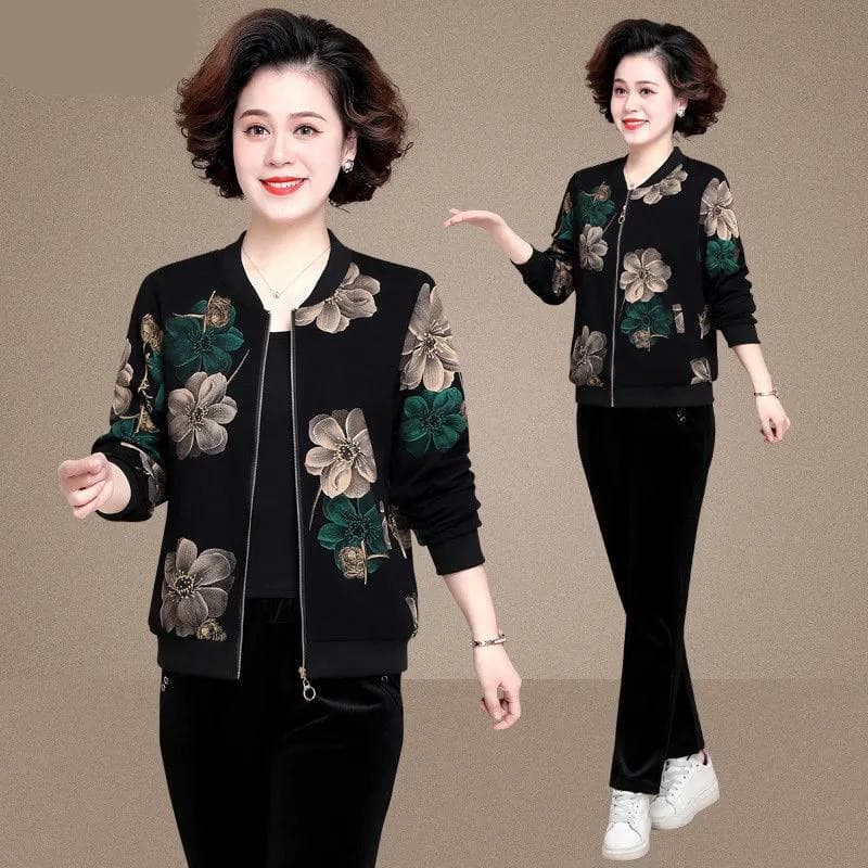 Women's Short Coat for Middle-aged and Elderly, Spring and Autumn 2023 Summer New Korean Style Loose Jacket, Long Sleeve Chiffon Sun Protection Clothing for Women
