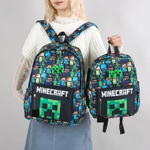Minecraft Double Shoulder Backpack Large Capacity Student School Bag Small Large Size Boys Cartoon Backpack High Appearance Double Shoulder Bag