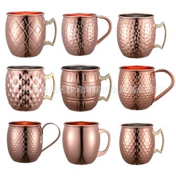 Stainless Steel Moscow Mule Mug Copper Plated Beer Mug Wine Glass Cocktail Bar Tool Kitchen Utensil Modern Simple Style