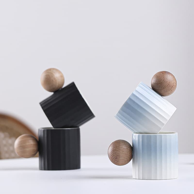 Cross-Border Minimalist Ins-Style Ceramic Small Coffee Cup Creative Mini Ball-Handle Coffee Cup Company Gift Custom Logo