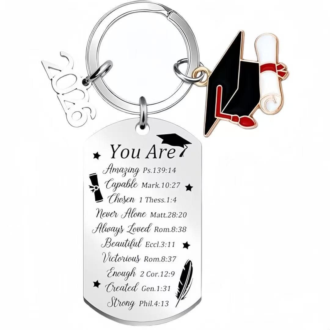 Amazon Cross-Border Hot Selling Laser Engraved Stainless Steel Jewelry Pendant 2026 Stainless Steel Keychain Graduation Gift