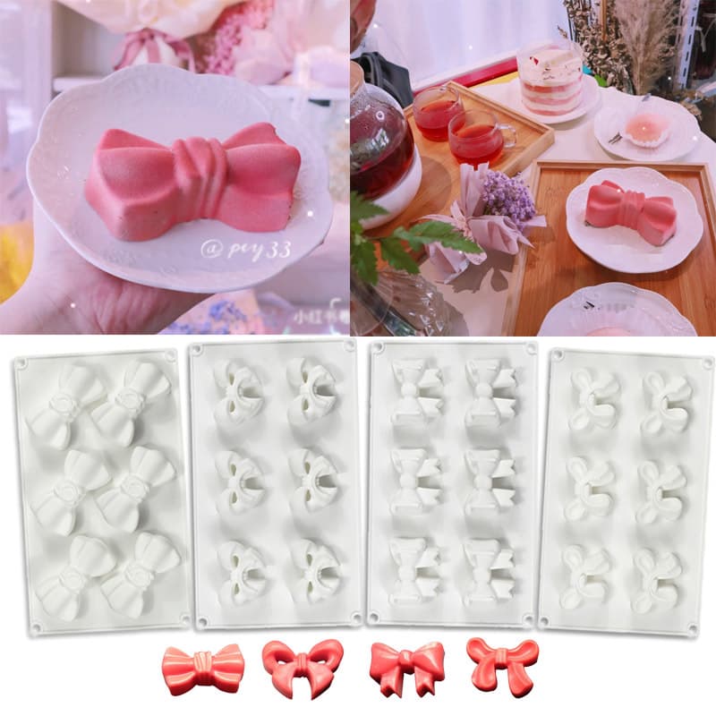 Valentine's Day Multi-Style Bow Mousse Silicone Mold DIY Chocolate Cake Soap Candle Mold Wholesale