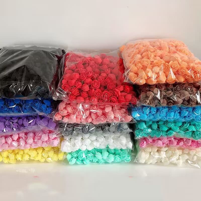 Factory Direct 3.5cm Foam Rose Flower Head PE Simulated Flower Bear Decoration Accessory for Candy Box Gift Box