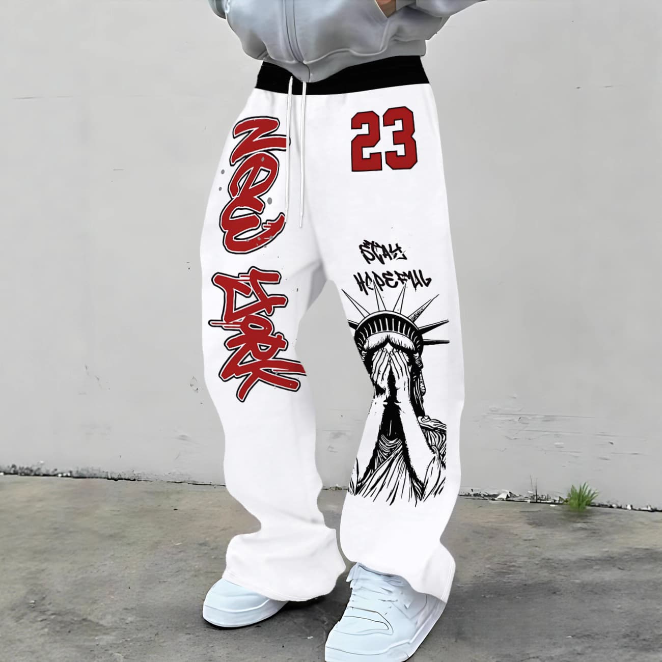Cross-border trendy unisex wide-leg pants, casual loose 3D wide-leg pants, streetwear men's trousers, hot-selling straight-leg style