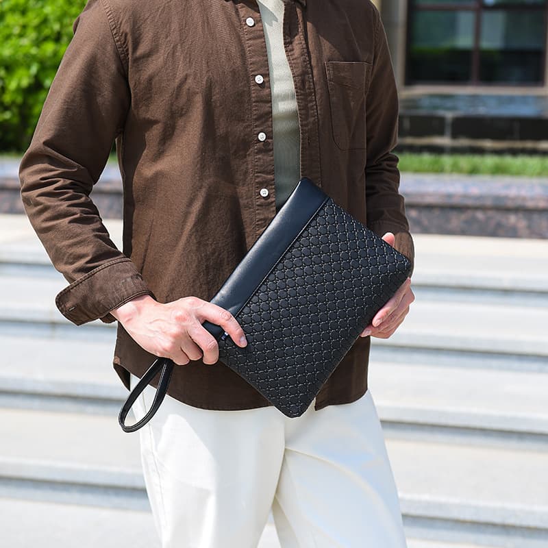 Business Men's Handheld Bag with Coin Pocket and Phone Slot, Envelope Wristlet, Fashionable Clutch