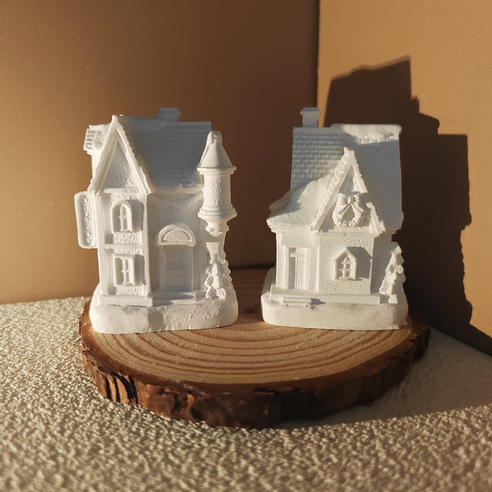 Quan Mingxiang 2 beautiful castle silicone plaster molds winter small house atmosphere scented candle casting molds