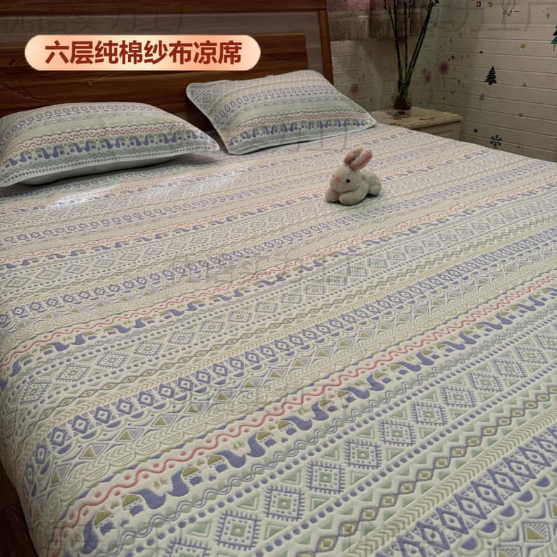 ✅✅Gauze Bed Sheet Pure Cotton Six-Layer Soft Cool Mat Infant Student Adult Double Air-Conditioned Room Non-Yazhan Coarse Cloth Three
