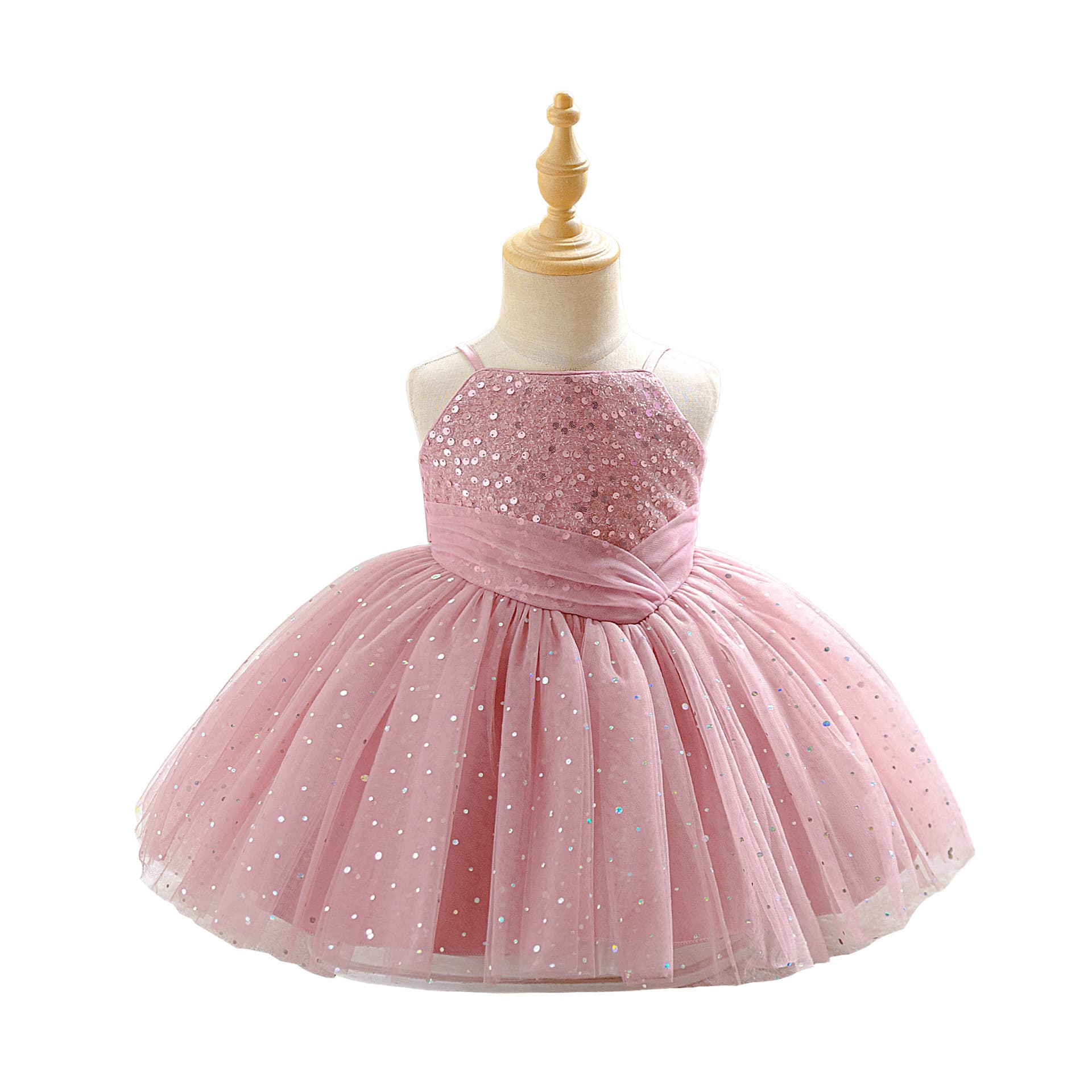 Kids Dress Children's Tulle Sparkle Princess Dress with Spaghetti Straps for Party and Banquet
