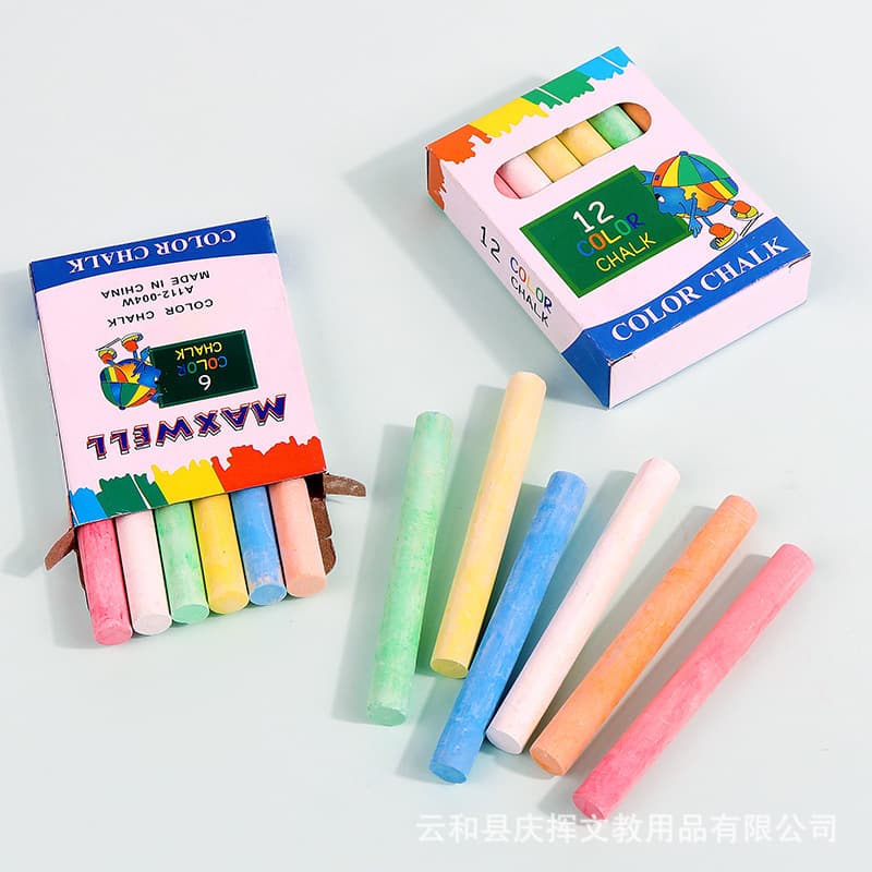 Ready Stock Wholesale Plaster Powder Ordinary Whiteboard Colored Chalk 12-Pack Children's Drawing Board/Teaching Supplies Blackboard