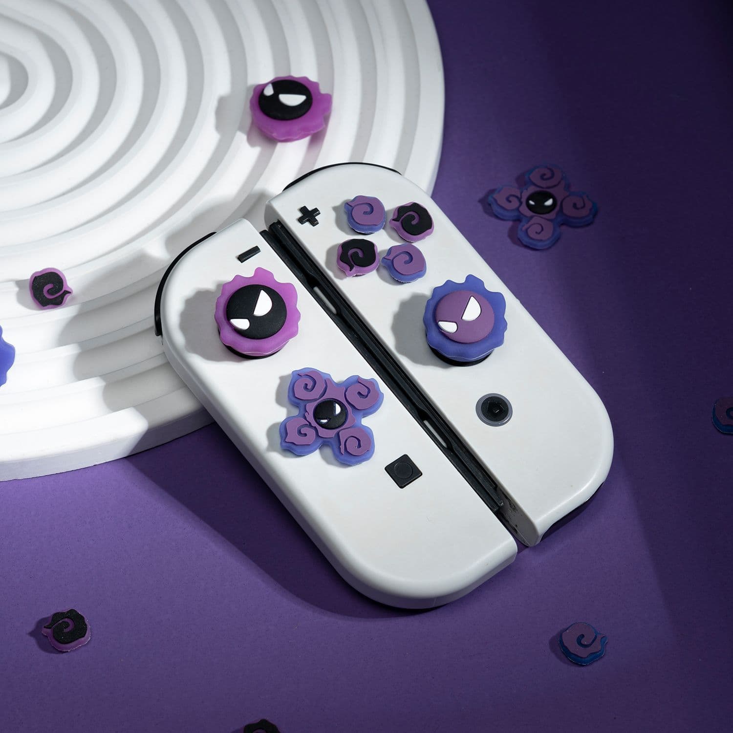 Nintendo Switch Joystick Cap Cross Button Sticker Night Light Ghost NS Handle Silicone Joystick Cover Compatible with OLED