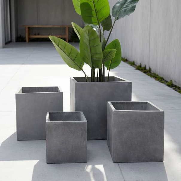 Wholesale Nordic Minimalist Indoor and Outdoor Decorative Square Cement Planter Magnesium Oxide Planter Magnesium Mud Planter