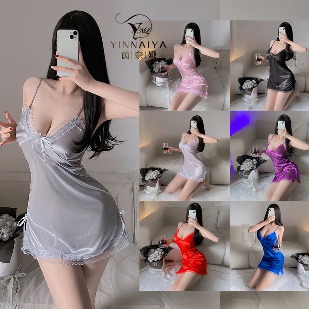 Guanyun Lingerie High-Quality Texture Foreign Trade Strap Bodycon Sexy Lingerie Set Maid Costume Sleepwear Nightgown