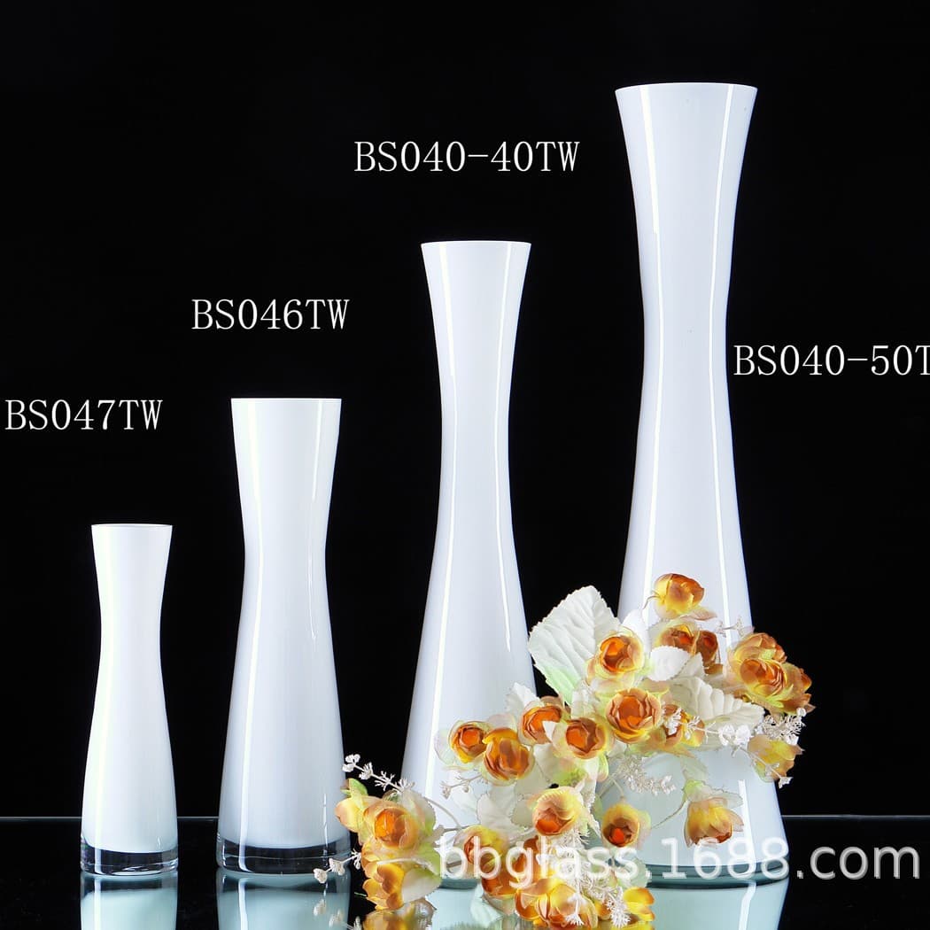BBGLASS Creative White Waisted Glass Vase Minimalist Home Decor Hotel Hydroponic Tabletop Flower Arrangement