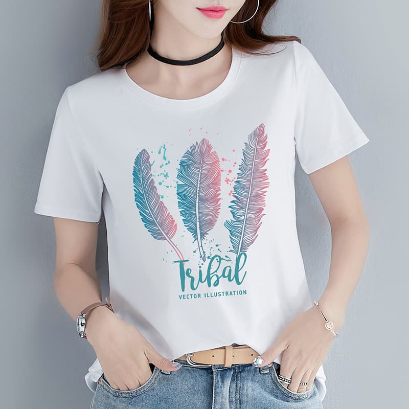 95% Cotton 2025 New Summer White T-Shirt Women Short Sleeve Slim Fit Ladies T-Shirt Korean Style Student Slimming Top