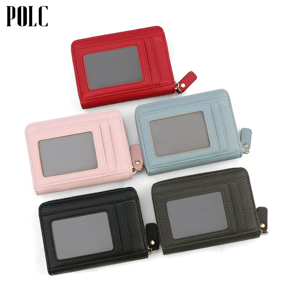 New Cross-Border Women's Card Holder Coin Purse Multi-Function Zipper Change Purse Handheld Wallet Solid Color Daily Commute