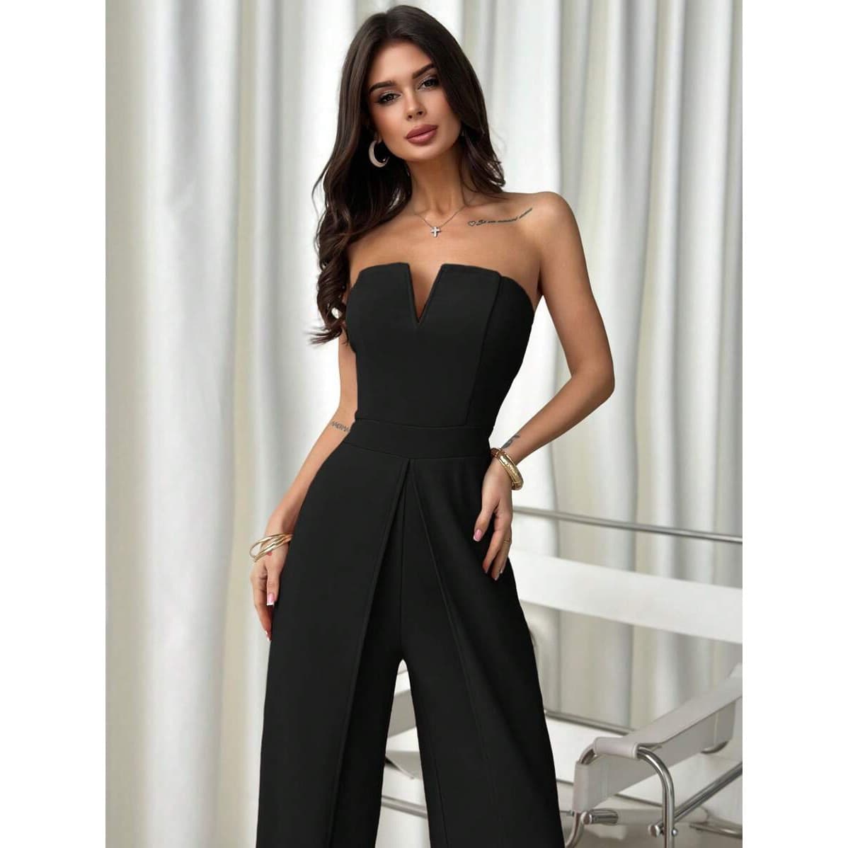 M 17197 Slit Slim Fit Jumpsuit Slit jumpsuit