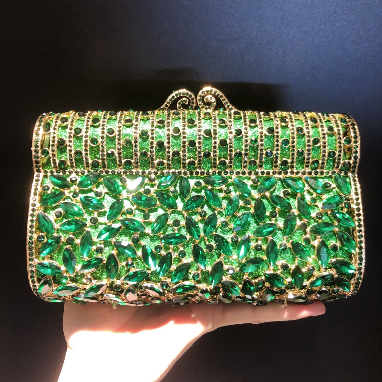 Mermaid Handmade Rhinestone Evening Bag Exported Hollow Metal Hard Case Full Diamond Clutch Women's Bag Stone Clutch