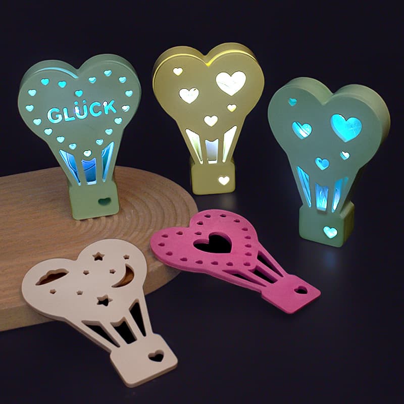 Heart Hot Air Balloon Lamp Mold LED Mini Night Light Plaster Decoration Mold Heart Small Box Silicone Mold