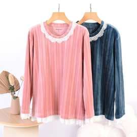 Women's Autumn Winter Velour Pajama & Homewear Set, Lightweight Velour, Suitable for Outdoor Wear, Loose & Casual Loungewear