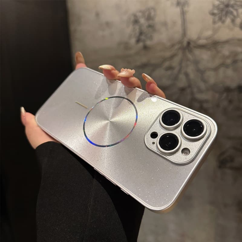 Compatible with iPhone 17 Pro Max Glitter Aurora Thin Ring Magnetic Phone Case for iPhone 16 with Lens Film Protective Cover