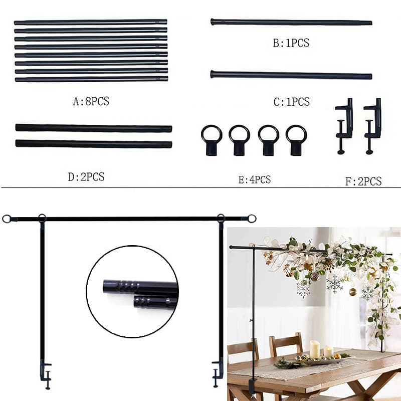 [Iron Art] Adjustable Table Rod Stand with Clips, Tabletop Arch Balloon Arch Kit for Birthday Wedding Stand