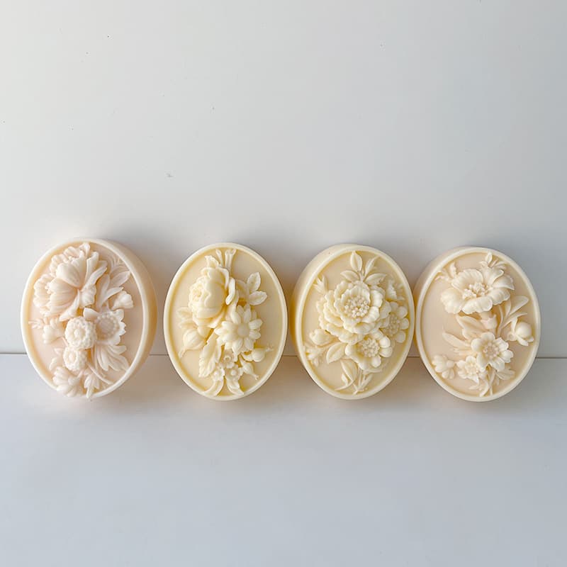 Embossed Flower Scented Candle Silicone Mold, DIY Handmade Soap Plaster Mold, Cake Baking Mold