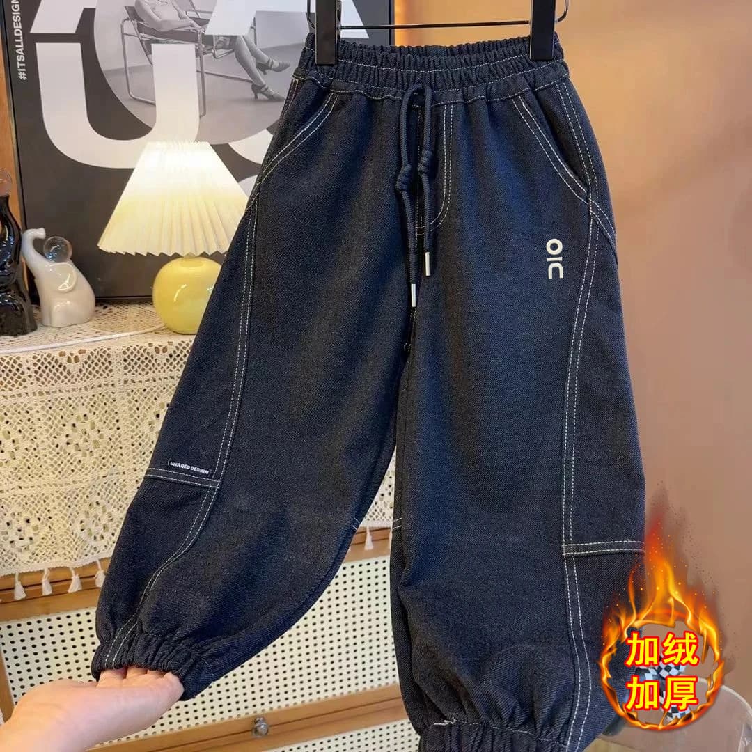 (Fleece-lined/Unlined) Men's Jeans, Long Pants, Mid-waisted, Summer Fashion, Autumn and Winter
