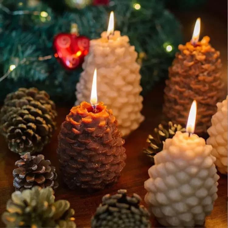 3D Pinecone Candle Silicone Mold DIY Christmas Scented Candle Plaster Resin Decoration Silicone Mold