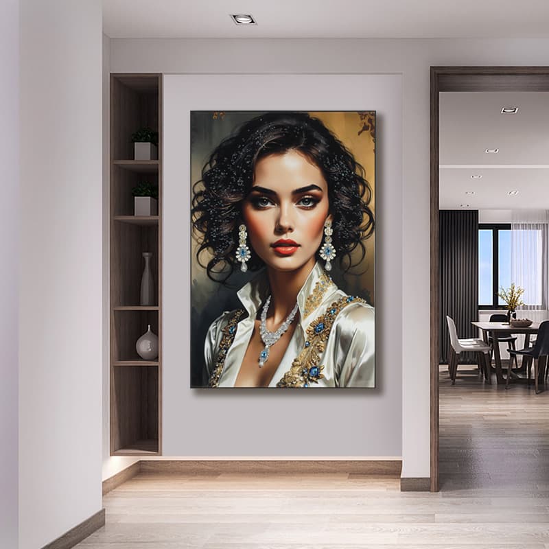 American Light Luxury Entryway Decorative Painting, Handmade 3D Installation Art Mural, High-End Living Room Hallway Vertical Hanging Art