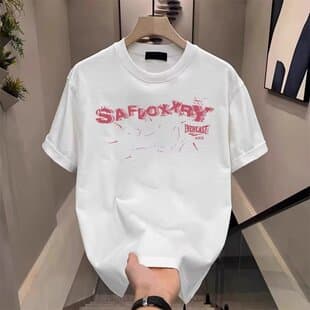 Short Sleeve T-Shirt for Men 2025 Summer New Letter Print High-End Half Sleeve Tee Casual Men's Top