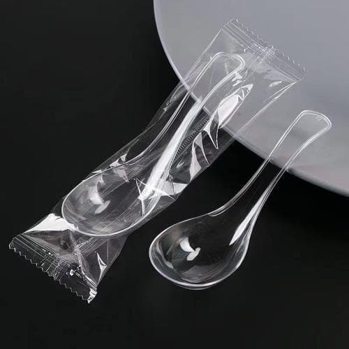 Food-grade spoons with exquisite disposable packaging, portable crystal plastic soup spoons, dessert spoons for takeout and fast food commercial use