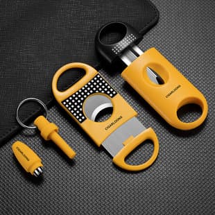 Cuban Cigar Cutter Three-Piece Set: Portable Cigar Cutter, Sharp V-Cut, Cigar Drill Round Hole Puncher, Cigar Kit