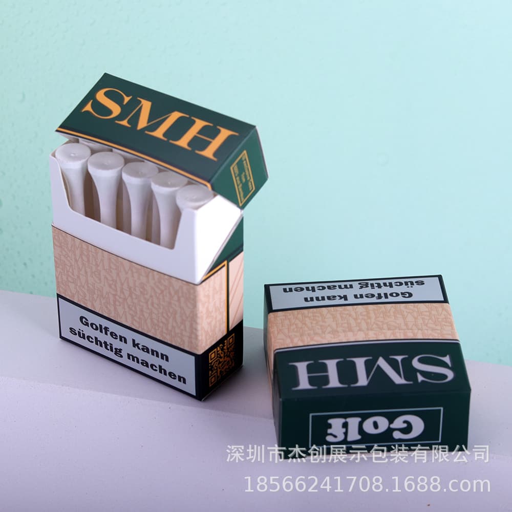 Cross-border bestseller Golf Tees creative cigarette box packaging, 10-pack golf tee packaging boxes.