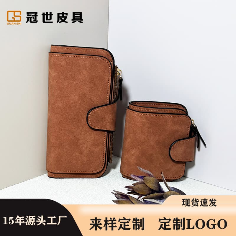 New Women's Fashion Wallet with Snap Closure, Korean Style, Tri-Fold, Large Capacity, Multiple Card Slots, Matte Finish, Cross-Border