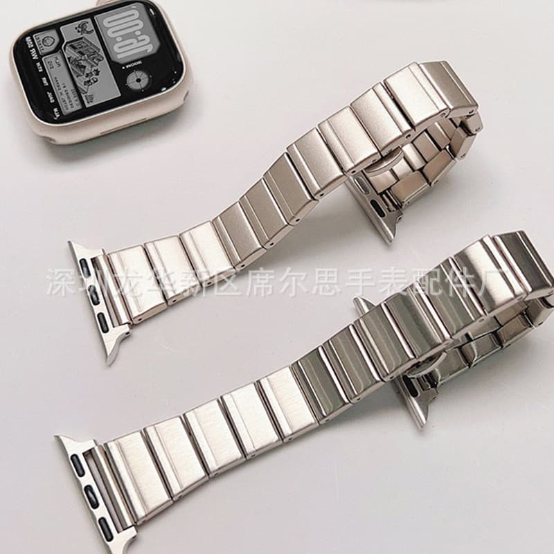 Suitable for Apple Watch Small Waist Bamboo Butterfly Buckle Watch Strap Apple Watch One Bead 18 Stainless Steel Watch Strap