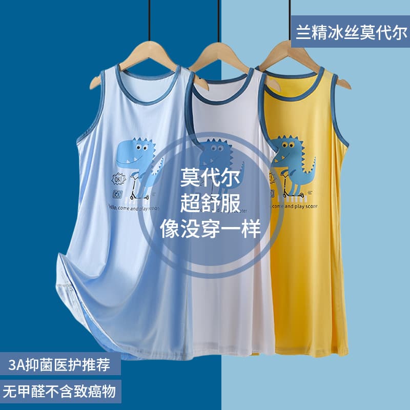 Boys Sleepwear Baby Modal Nightgown Sleeveless Soft Thin Post-Circumcision Recovery Tool Youth Pajamas Summer