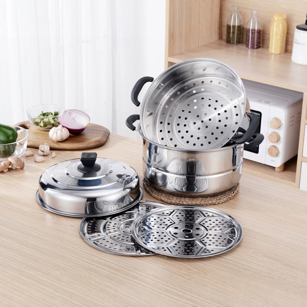 Stainless Steel Thickened Steamer, Multi-Functional All-in-One Steaming and Cooking Pot, Large Capacity Multi-Layer Gift Steamer