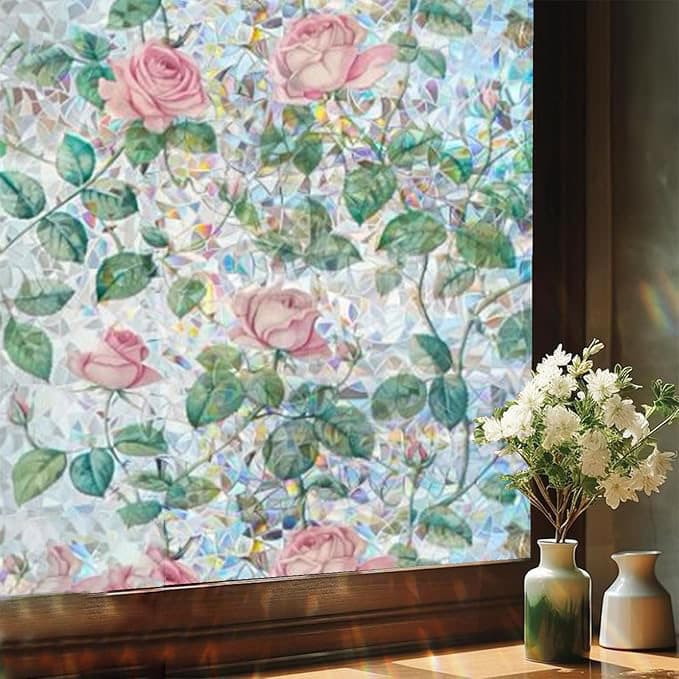2026 Rose Privacy Window Film Static Cling for Bathroom