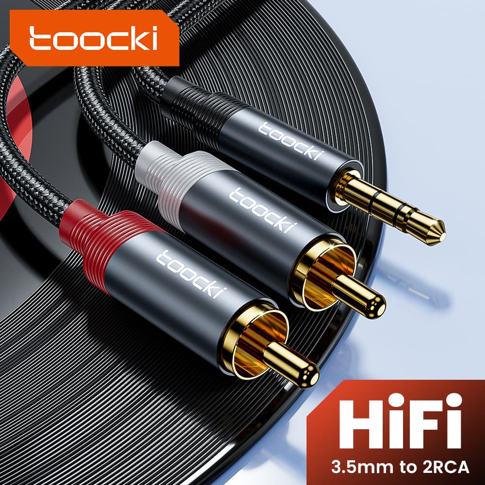Toocki 3.5mm Male to Dual RCA Audio Cable RCA Connection Cable AUX Computer Extension Cable Speaker Plug