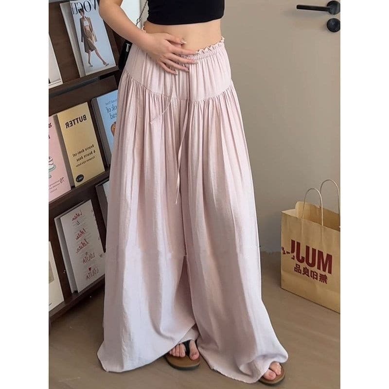 [Lined] Lace wide-leg culottes for women summer 2026 cross-border European and American new loose lazy style casual pants