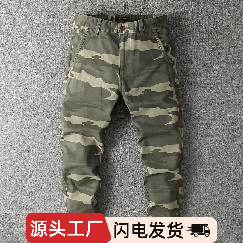 New Men's Pants Spring Autumn European American Cotton Camouflage Overalls Casual Sports Straight Pants Men's Pants Manufacturer Wholesale